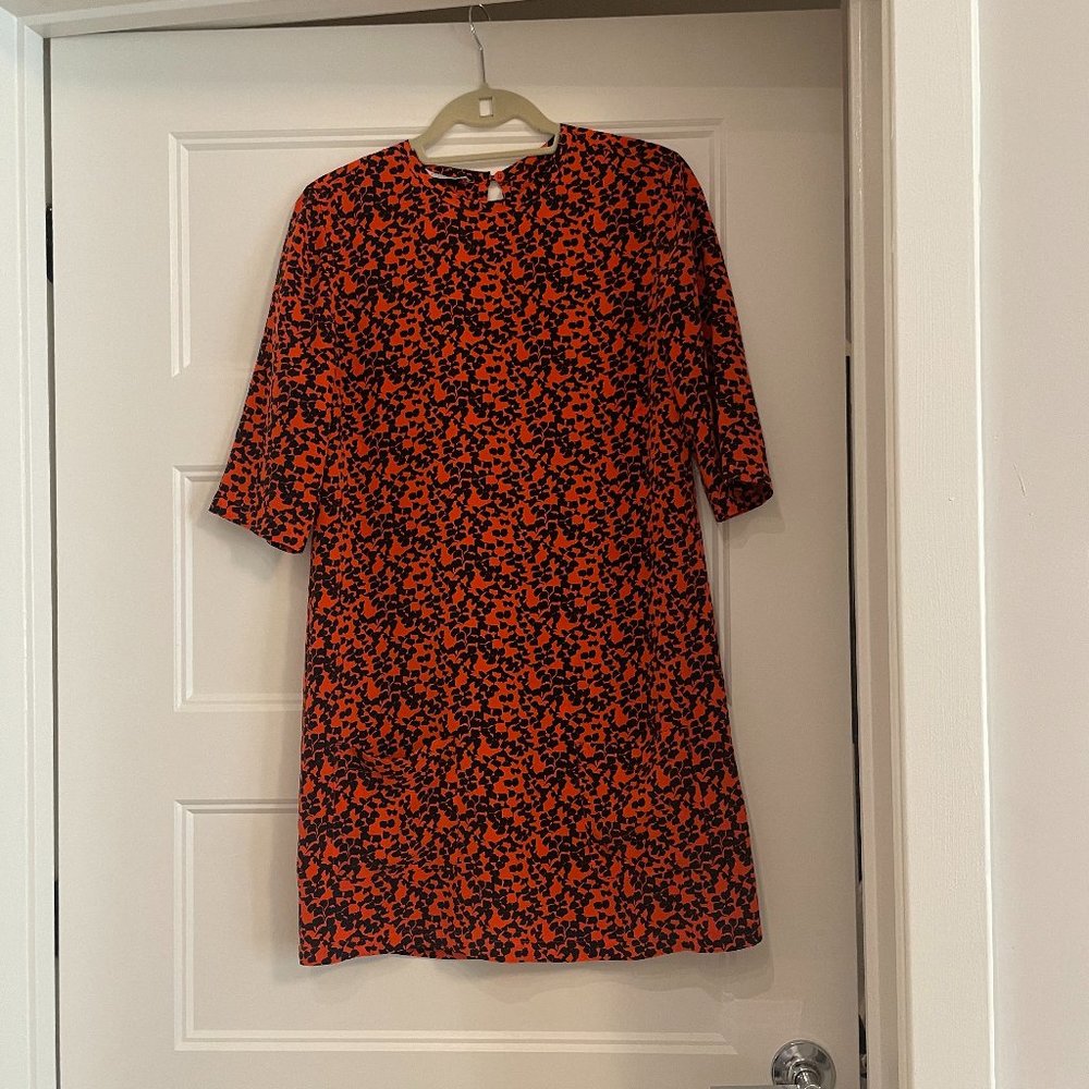 EQUIPMENT Black + Orange Polka Dot Mini Dress BARELY WORN